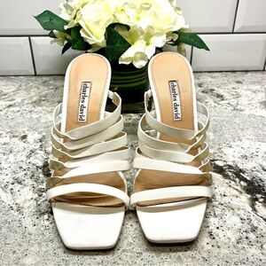 Gently used leather Charles David stiletto heels sandals size 8